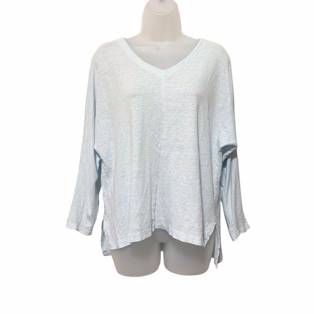 Eileen Fisher V neck Mint Green 3/4 Dolman Sleeve Top Blouse XS